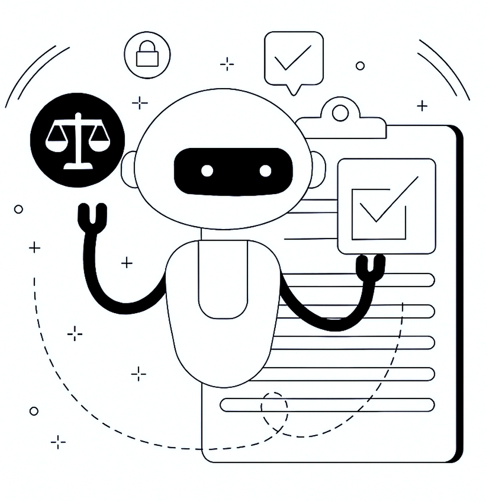 AI-powered compliance automation robot illustration